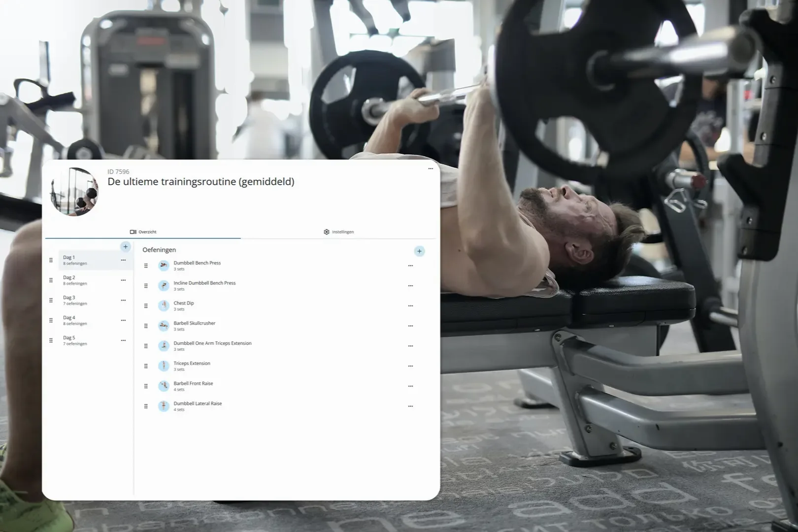 De trainingsschema-editor van Workouts Wizard